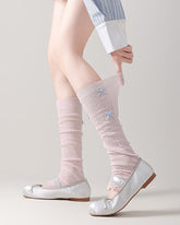 Women Leg Warmers Cotton Ultra Thin Bow Design Solid Color  Ballet Style